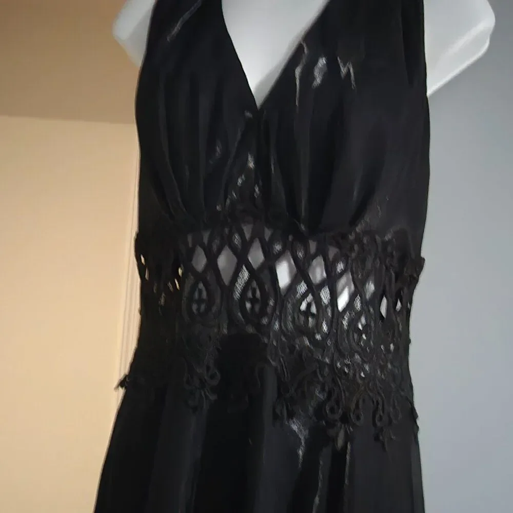 Susan Roselli For Vijack Metallic Black Formal Lace Dress Women Size 12 Vintage - Picture 10 of 12